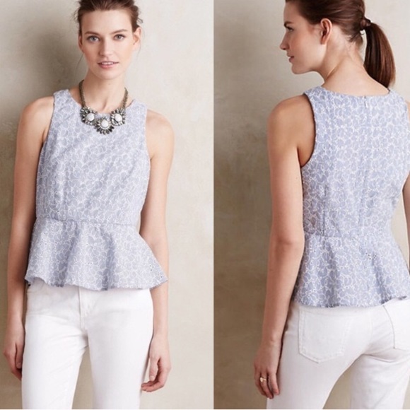 Anthropologie Tops - 3/$20🌼Anthropologie HD Paris Blue Eyelet Top